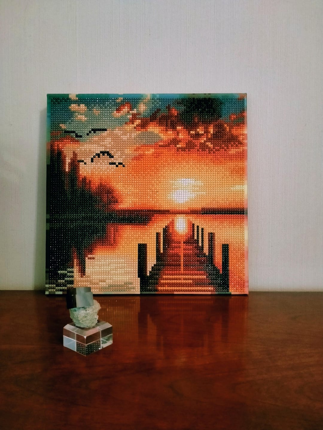Customer photo review of Mini Diamond Painting 25x25cm - Coucher de Soleil sur le Lac Doré