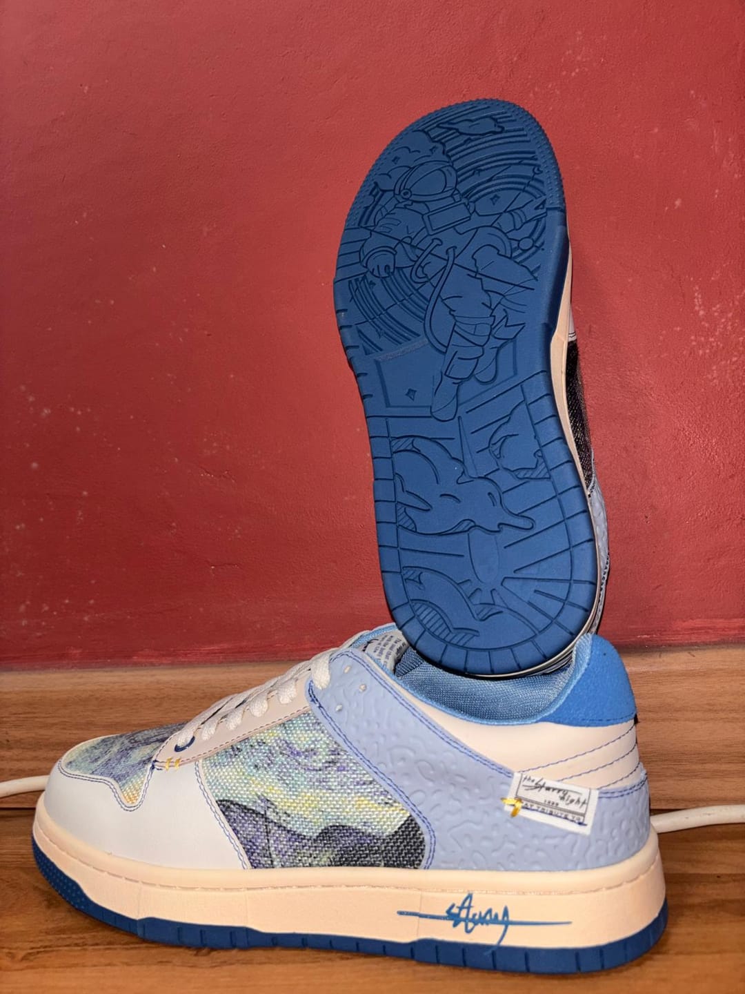 Customer photo review of Van Gogh Starry Night inspired sneakers