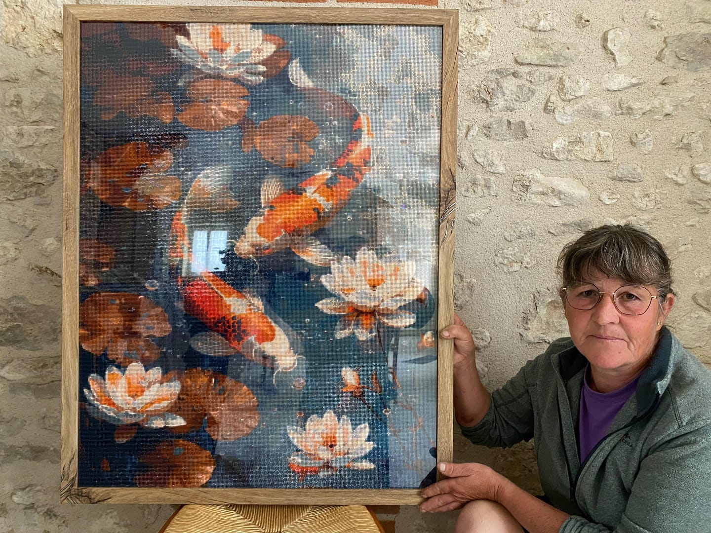 Customer photo review of Broderie Diamant - Carpe Koï Vintage et Fleurs
