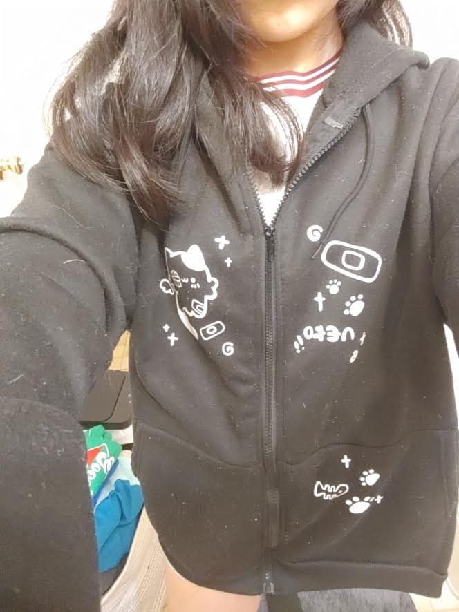 Customer photo review of Y2K Zip Up Cute Cat Ears Graphic Hoodie