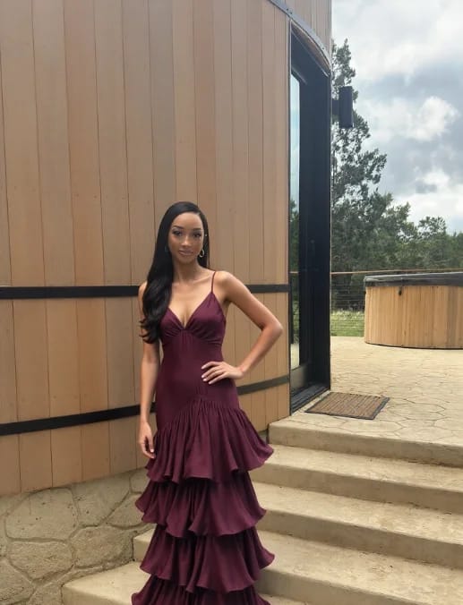 Customer photo review of Isabella Ruffled Slip Dress