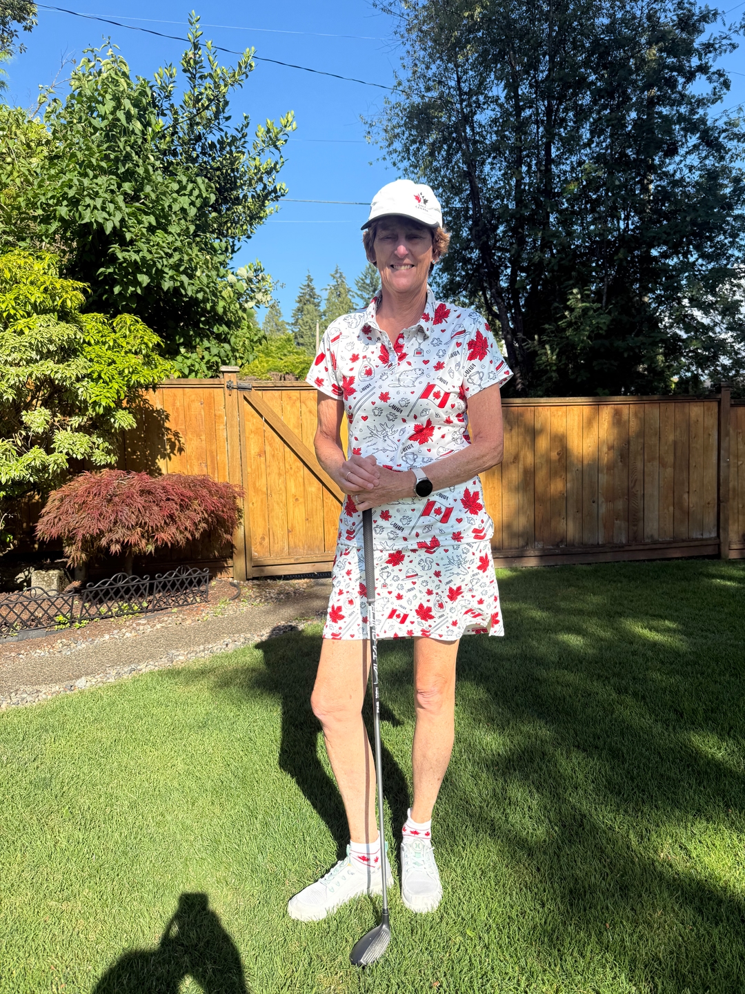 Canadian Balloon Squirrel Maple Leaves Women's Golf Polo golf outfit inspiration from Golf Gentry