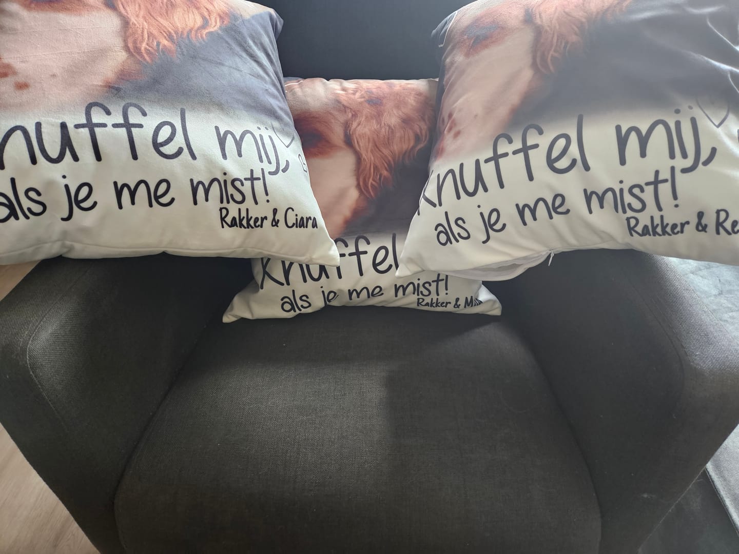 Customer photo review of Knuffel mij als je me mist - Gepersonaliseerde kussen