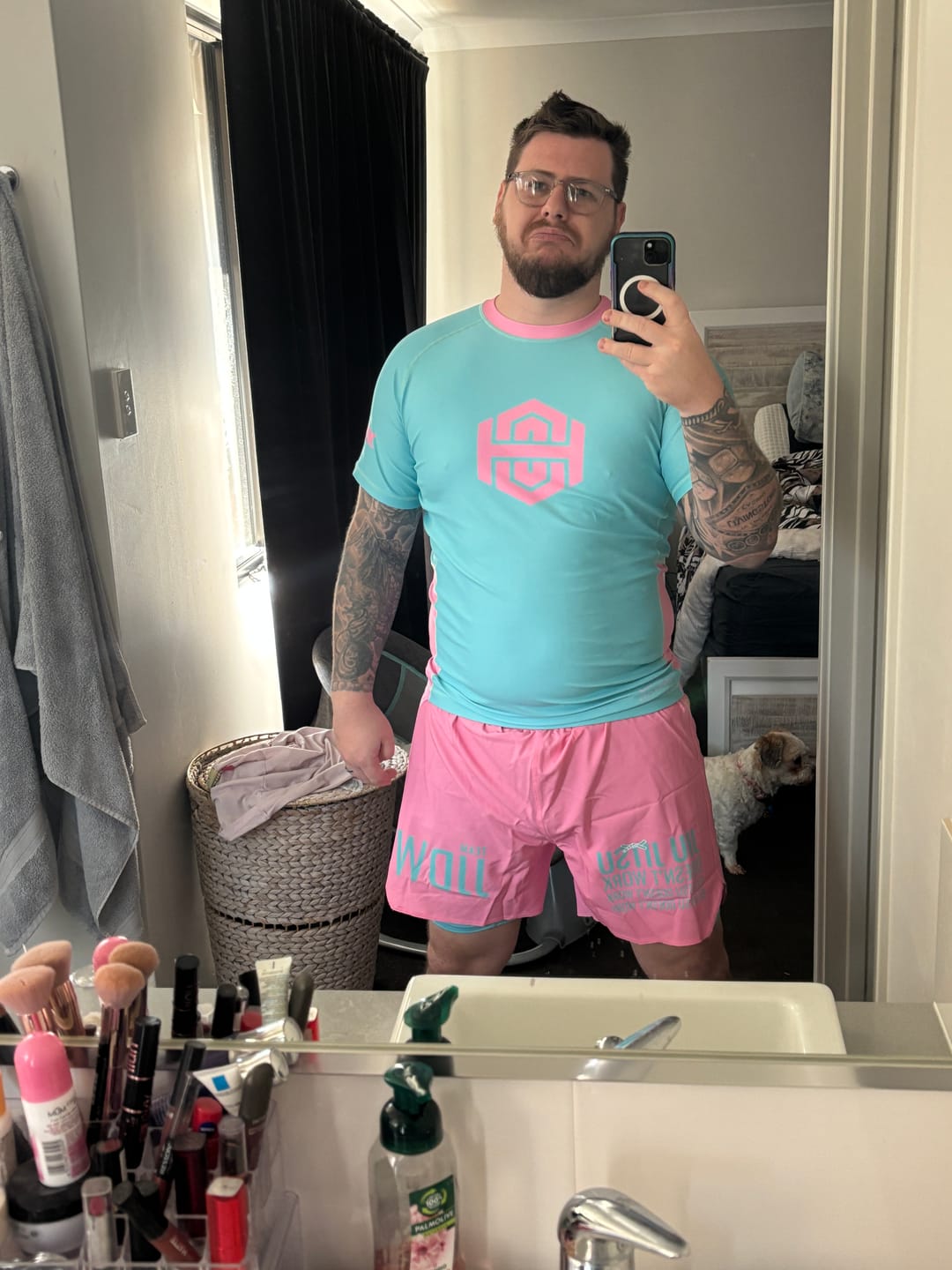 Customer photo review of Pink Bits BJJ Rash guard - Valentines Day Special '24 (Pre-Order Only)