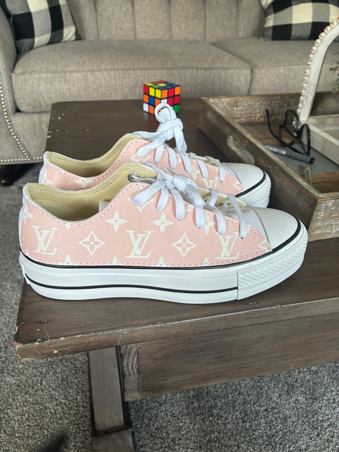 Customer photo review of Pink Monogram Chuck Low