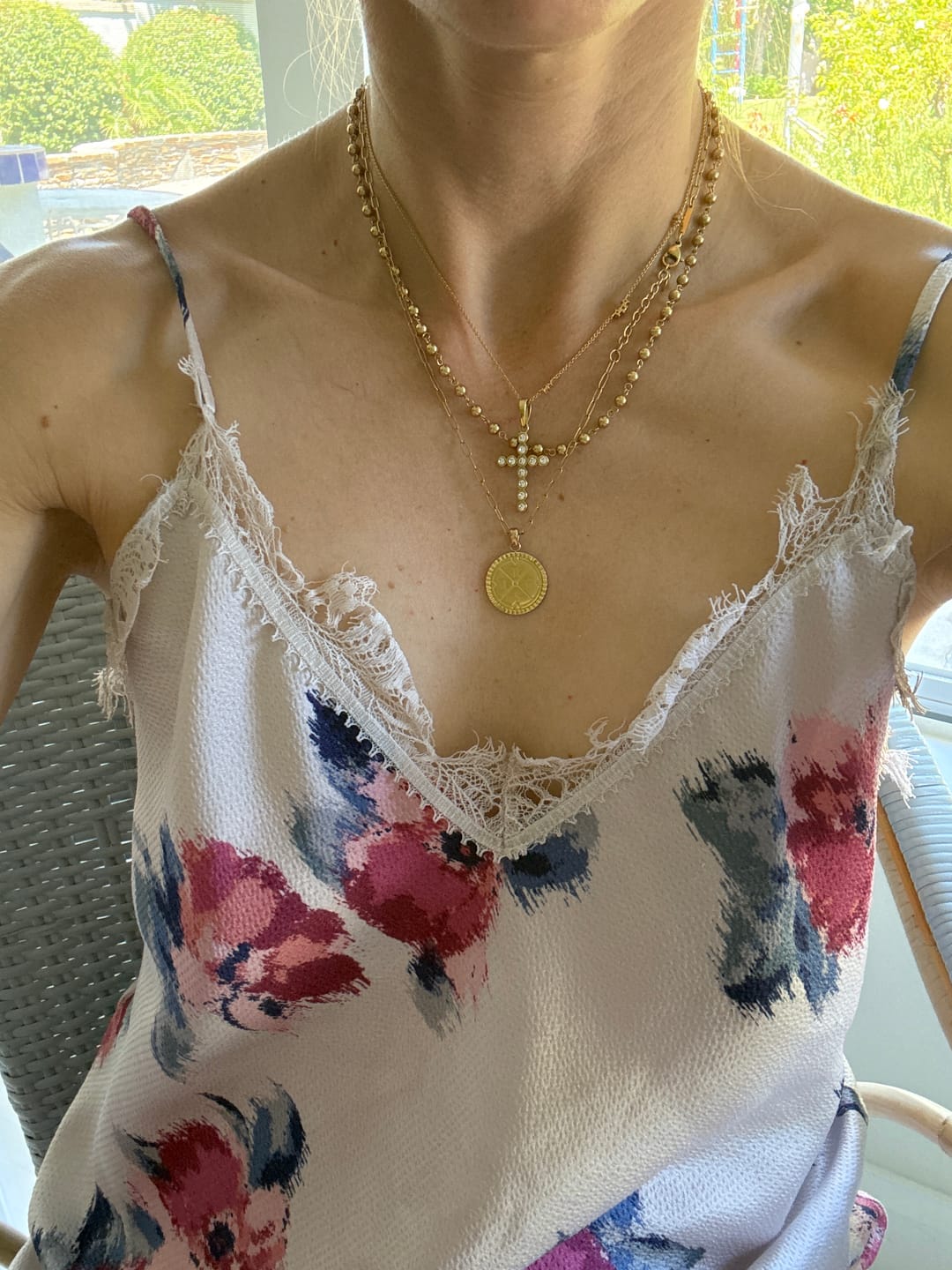 Customer photo review of Engravable Compass Necklace