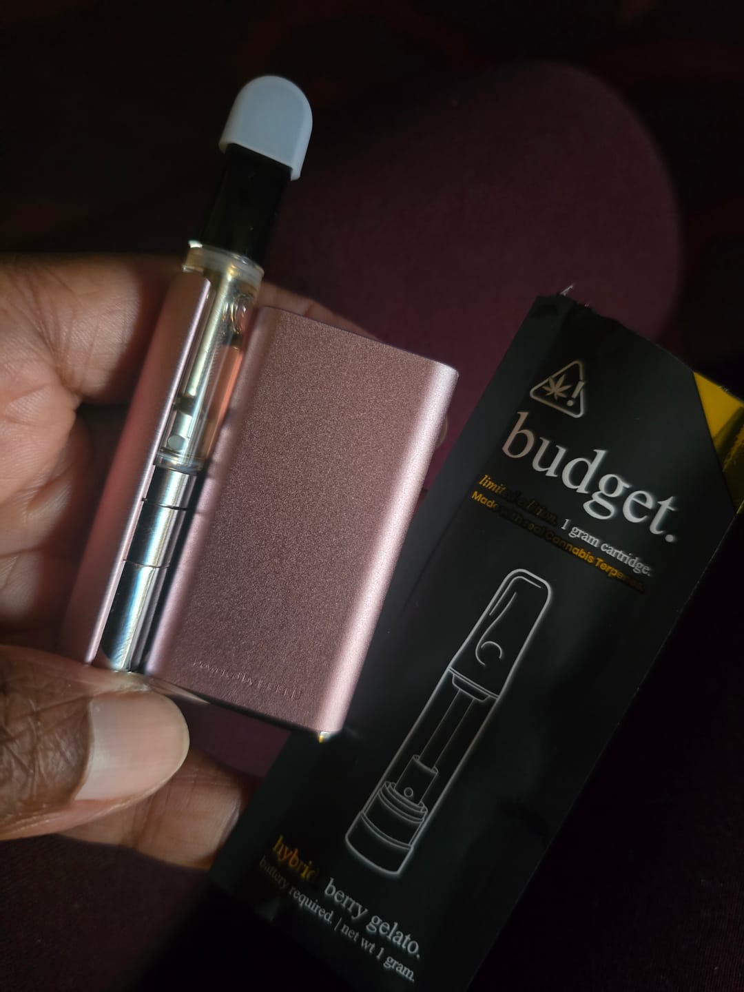Customer photo review of 1 Gram THCA Full Spectrum Vape Cartridge | Berry Gelato - Hybrid