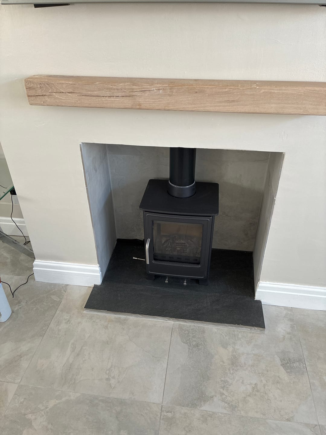 Customer photo review of Rustic Oak Fireplace Beam – 10×10 Mantel Beam