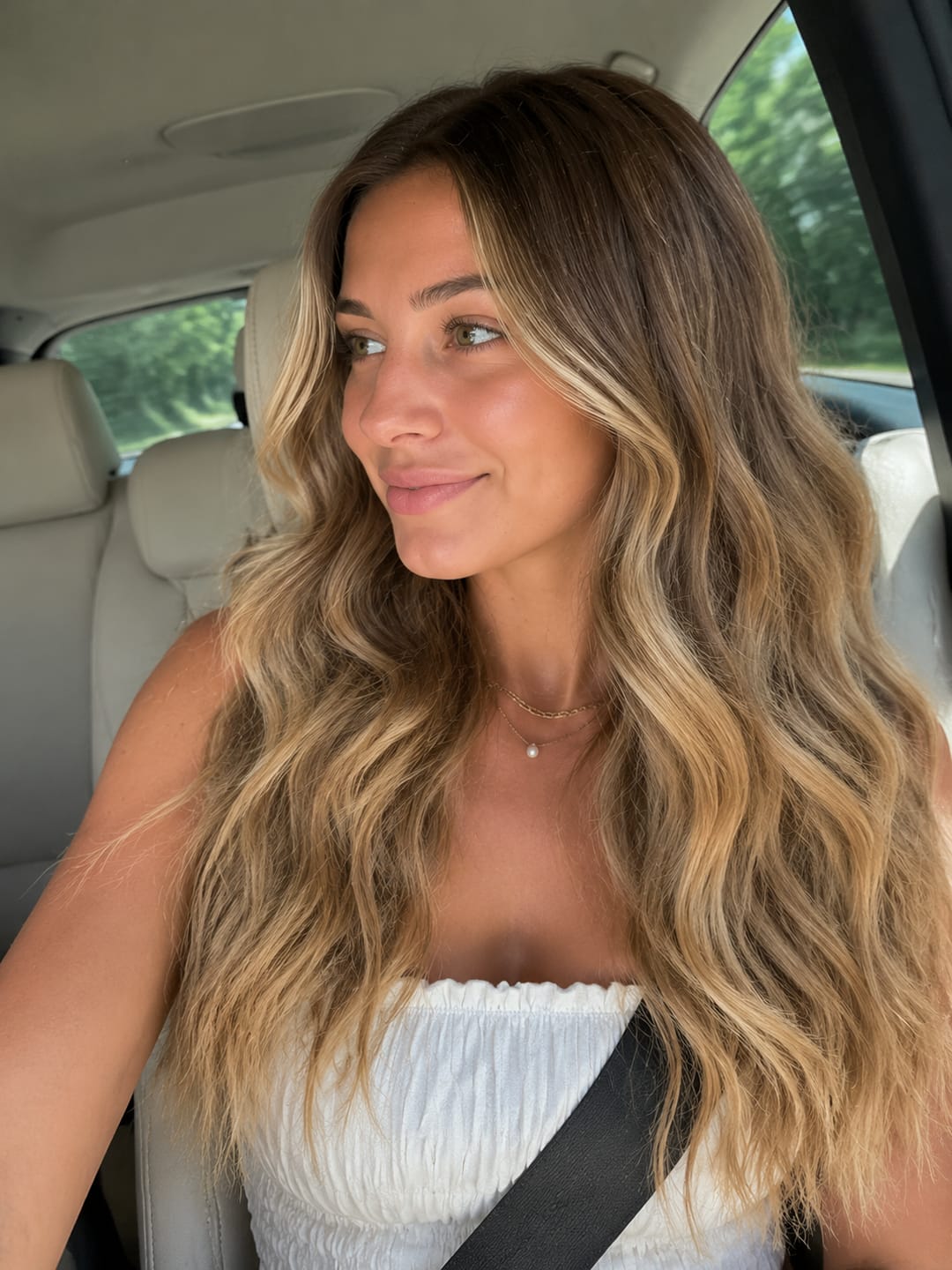 Customer photo review of Virgin Injection Tape in Hair Extensions Balayage Blonde #3/8/22