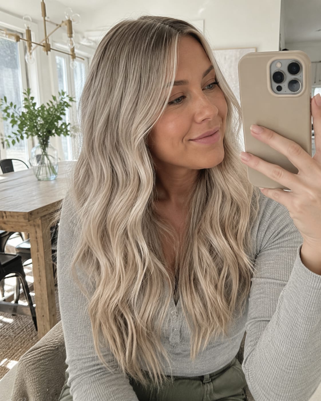 Customer photo review of Tape In Virgin Hair Extensions 100% Human Hair Highlights Ash Blonde #P19/60