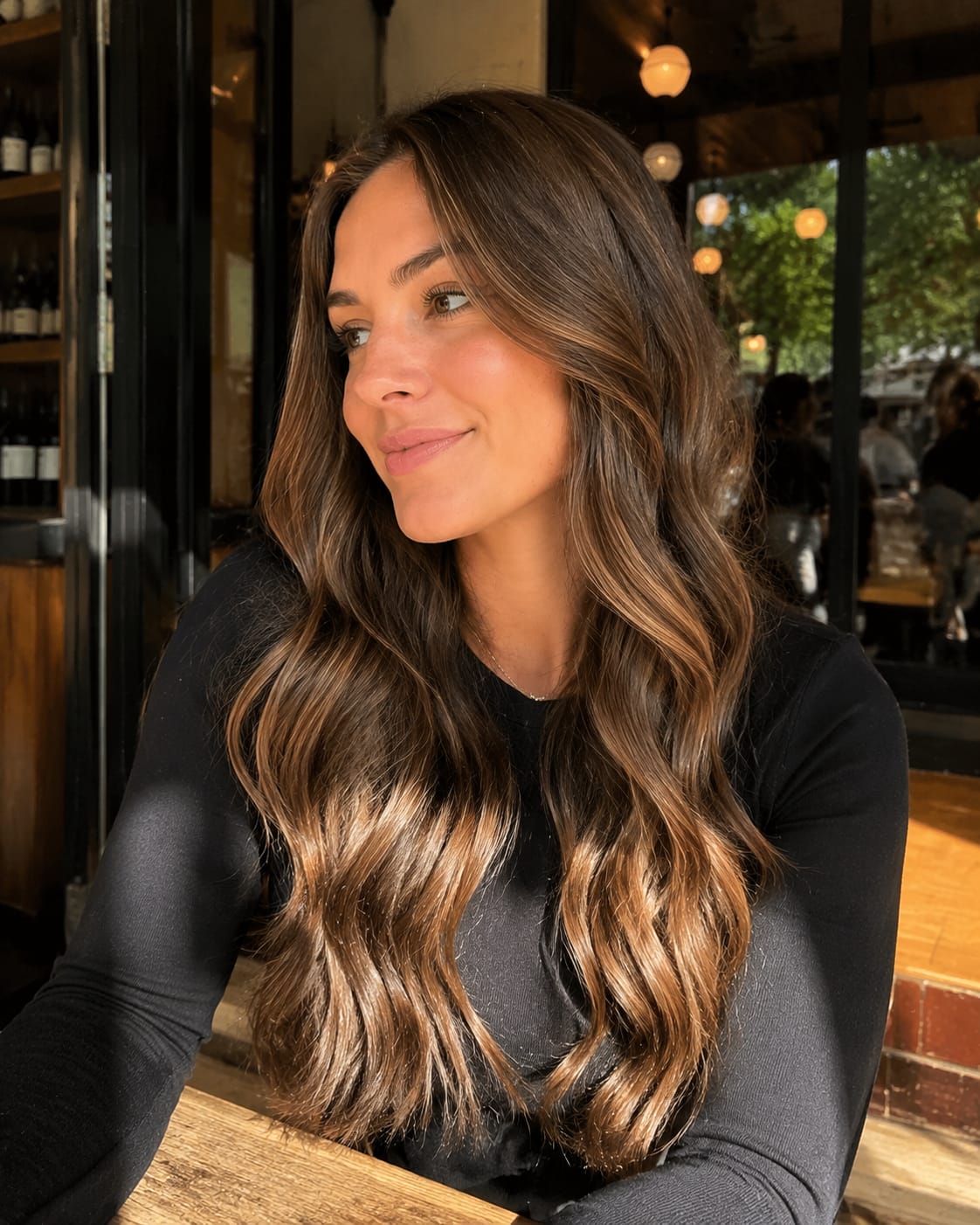 Customer photo review of 100% Brazilian Virgin Hair Tape In Hair Extensions Balayage Dark Brown #DU