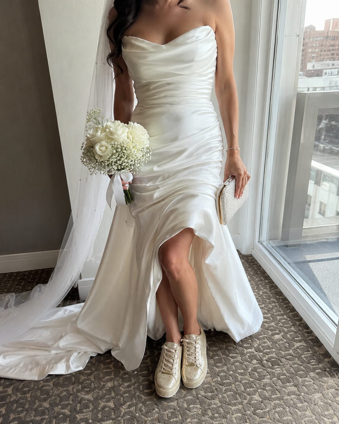 Customer photo review of Lucky Step Rhinestone Bridal Sneakers