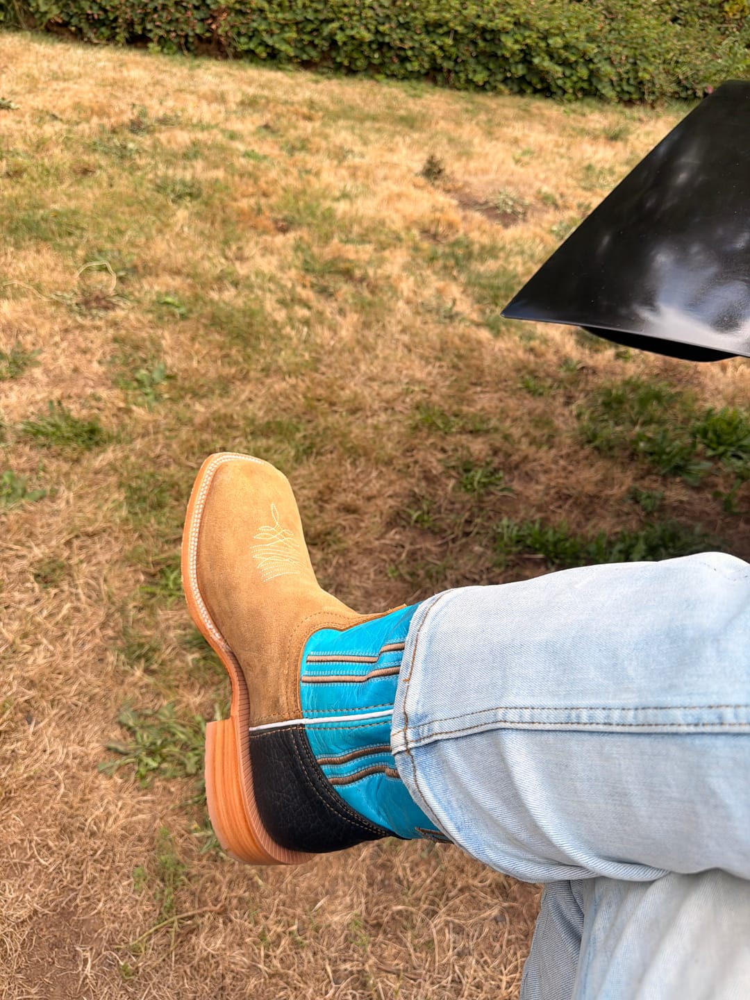 Customer photo review of Honey Rough-Out Boots - Square Toe