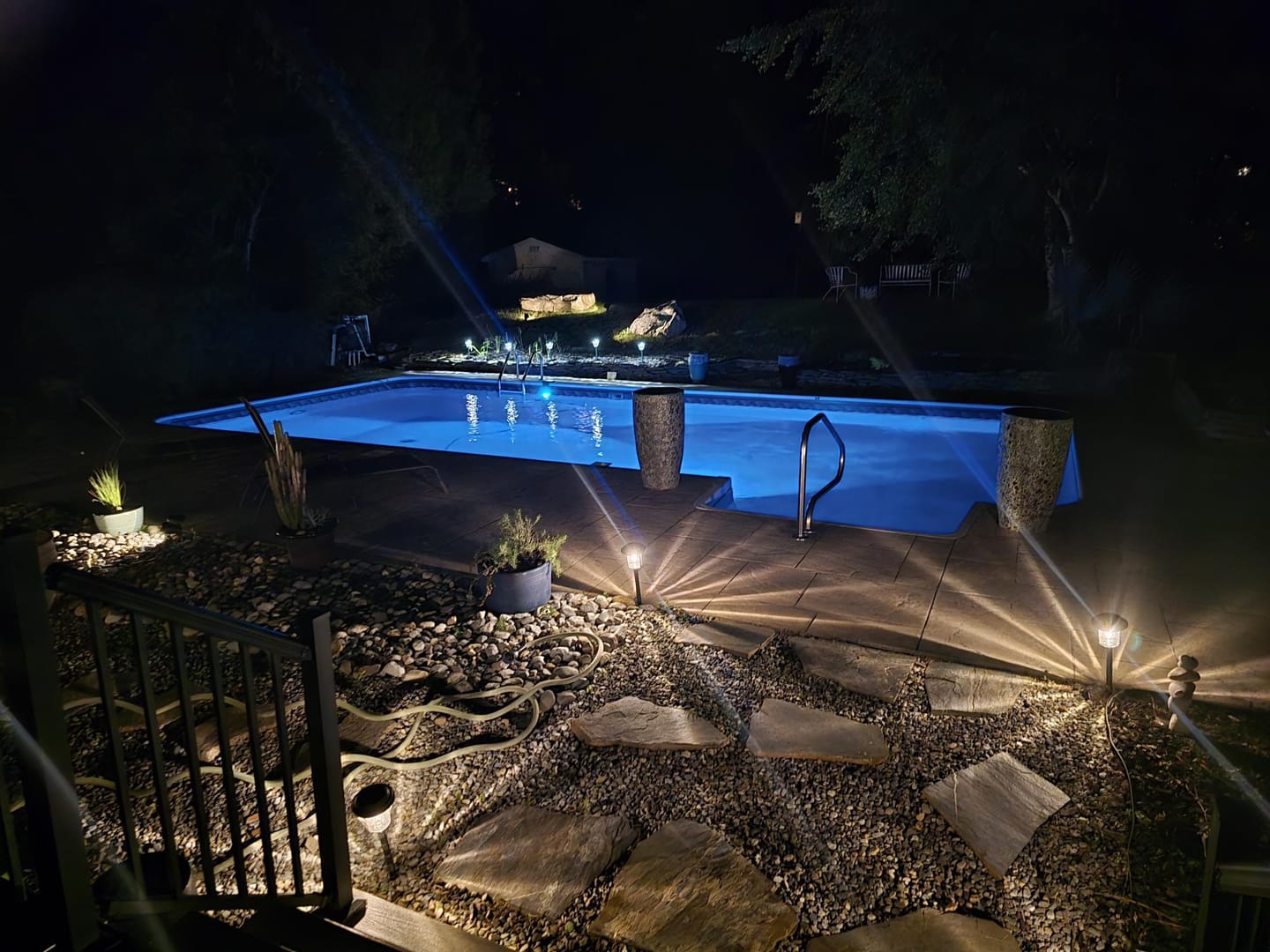 Customer photo review of Solar Pool Lights for Inground & Above Ground Pool