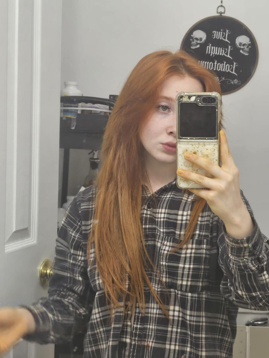 Customer photo review of Copper Red Virgin Tape in Extensions 100% Human Hair #33