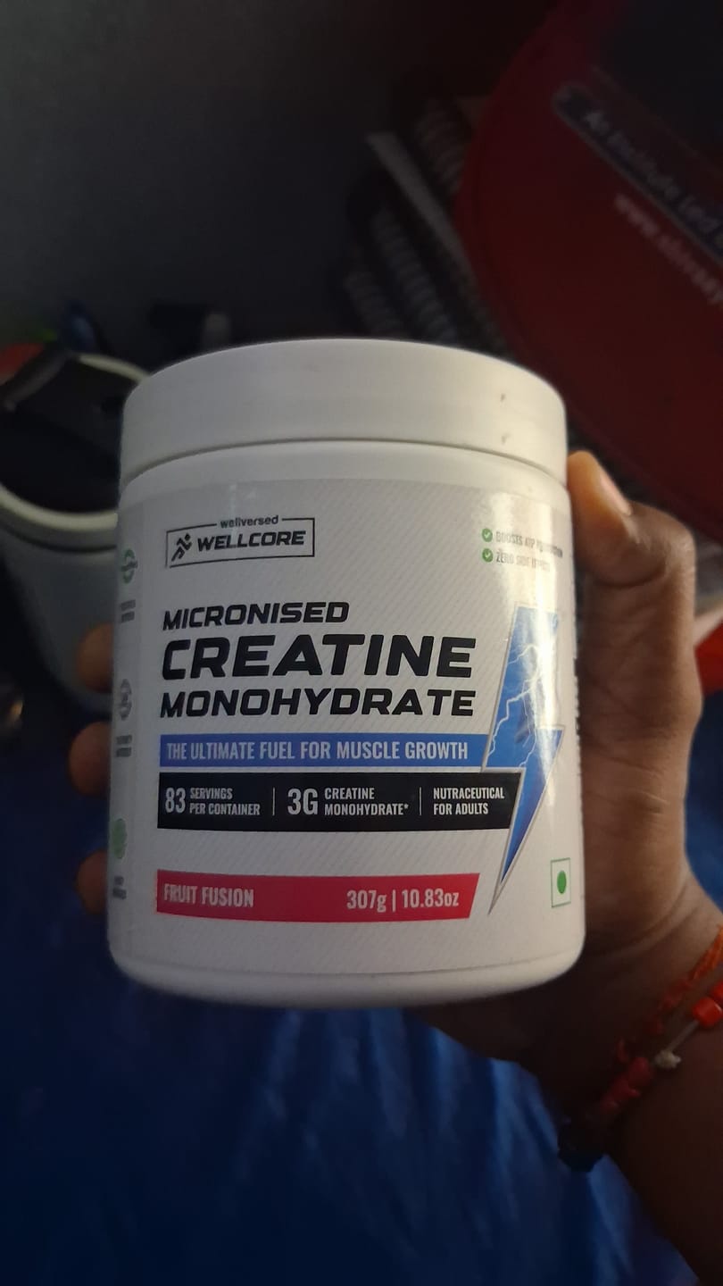 Customer photo review of Wellcore - Micronised Creatine Monohydrate (83 Servings, Fruit Fusion) + Premium Steel Shaker