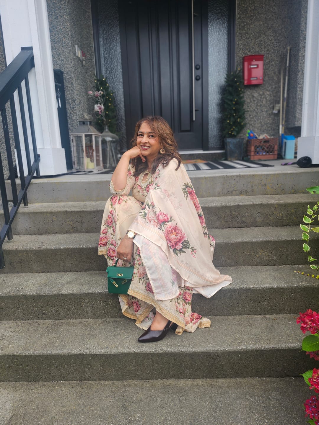 Customer photo review of Cream Floral Print Sharara Suit