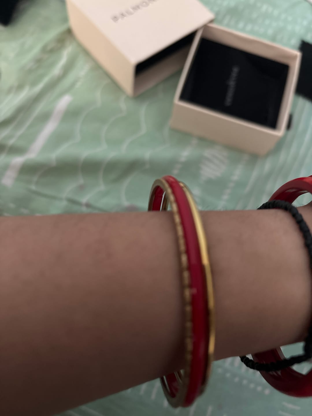 Customer photo review of Slim Golden Bangle