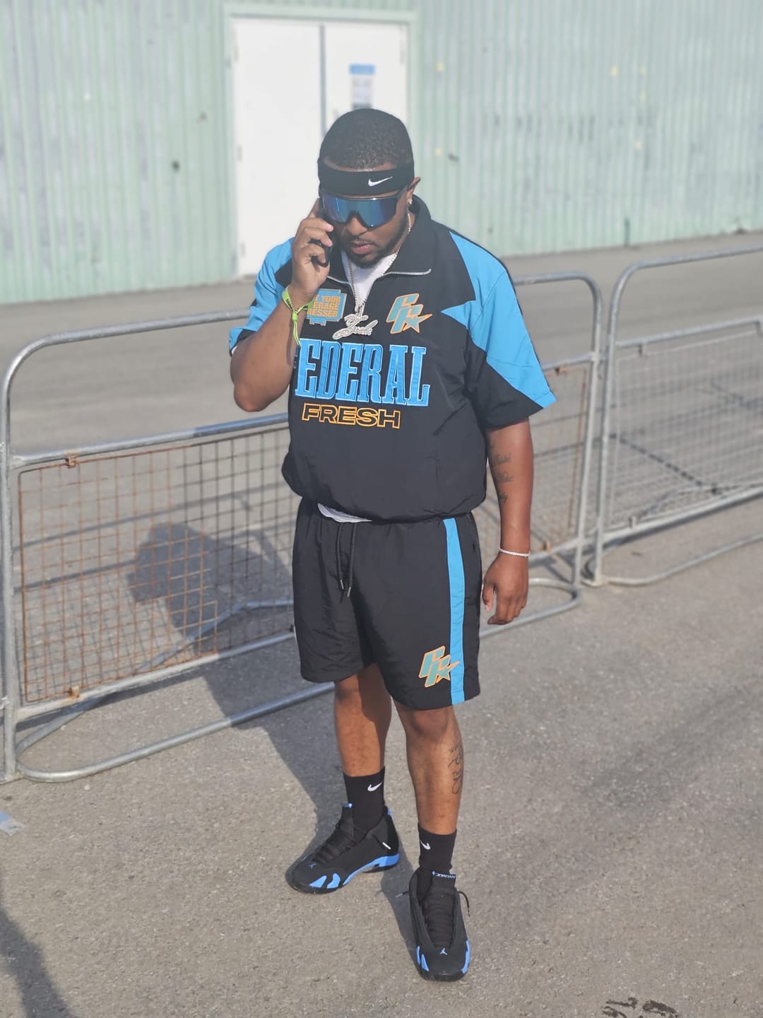 Customer photo review of Black and Blue Federal Fresh Windbreaker Top