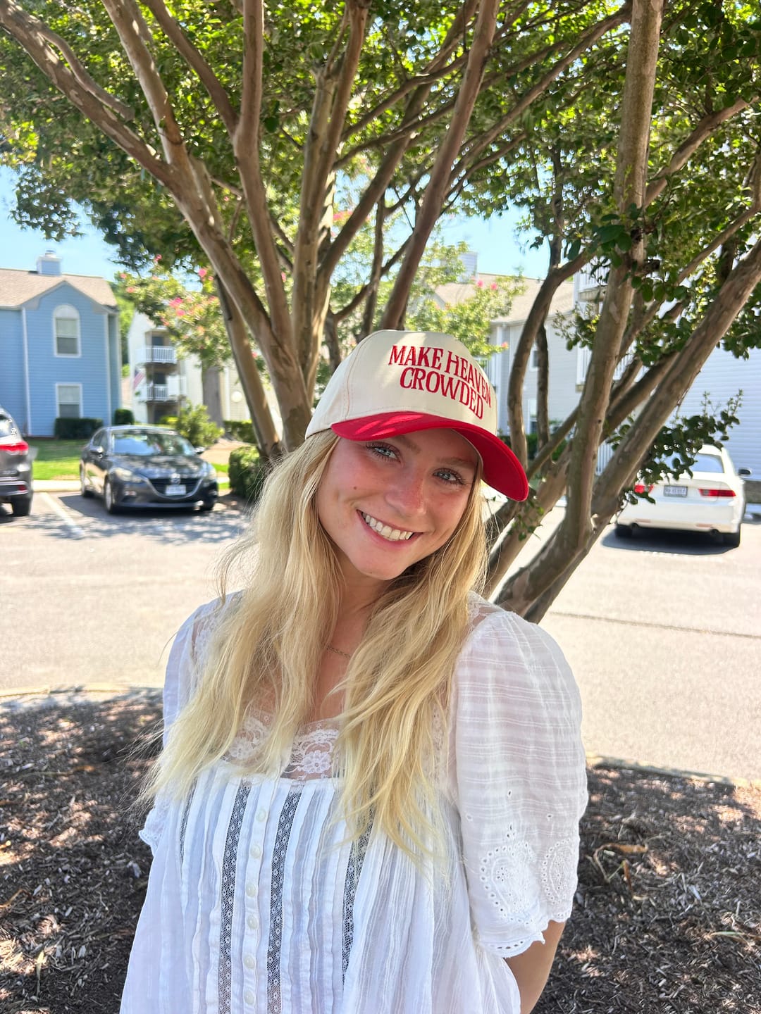 Customer photo review of Christianartworkshop Make Heaven Crowded Structured Baseball Cap: Wear the Mission of the Gospel