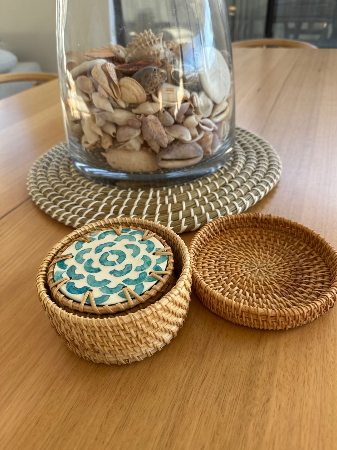 Customer photo review of Bloom Rattan Coasters (Set of 6)
