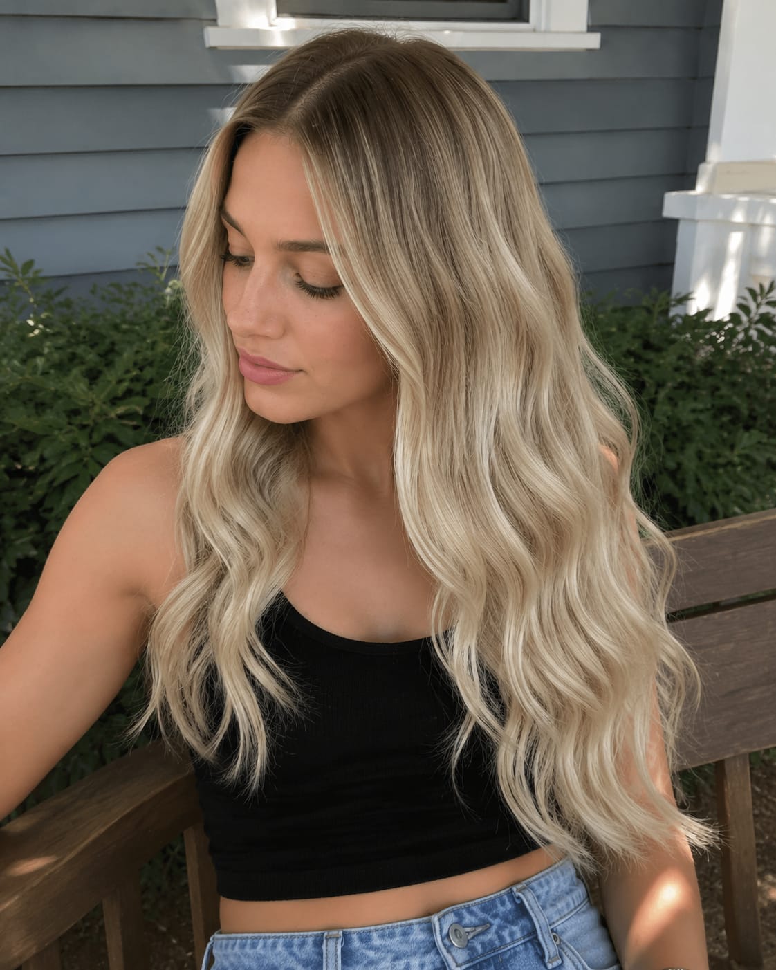 Customer photo review of Virgin Tape in Human Hair Extensions Balayage Brown with Blonde #3/8/22
