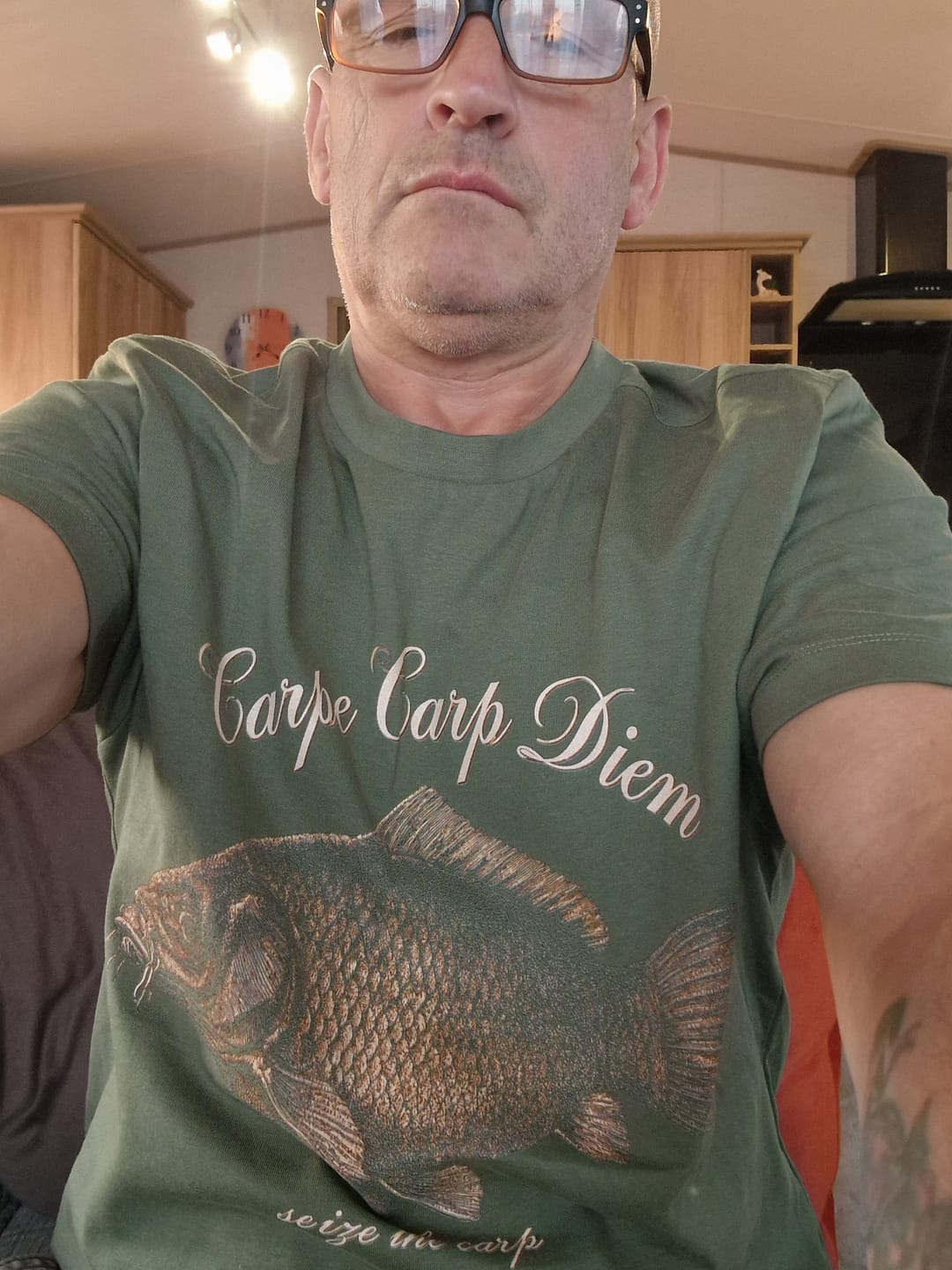 Customer photo review of Carpe Carp Diem Seize Fishing T-Shirt