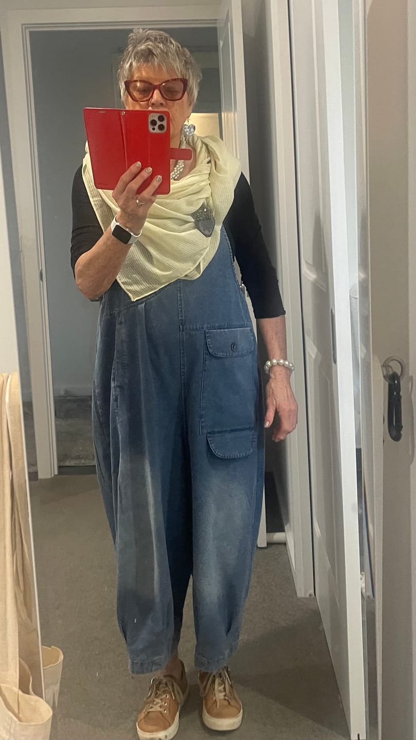 Customer photo review of Plus Size Women Summer Solid Casual Loose Denim Jumpsuits