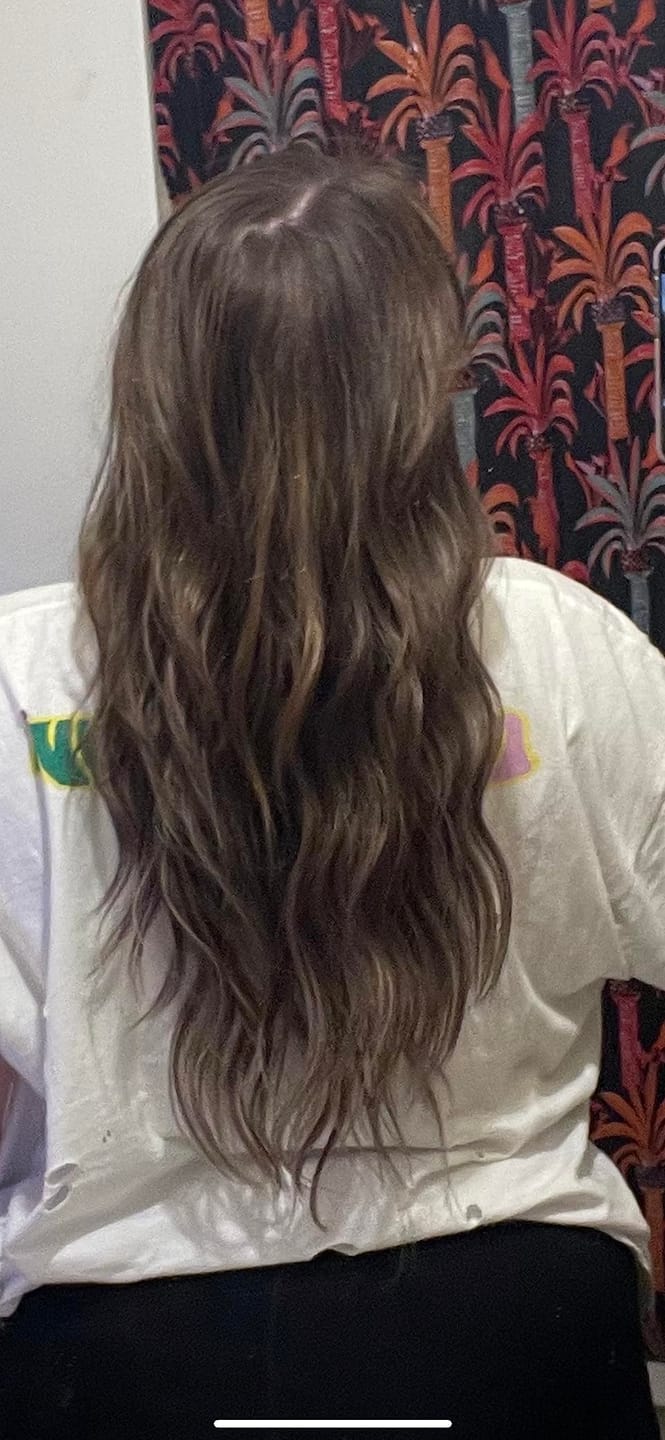Customer photo review of Virgin Injection Tape in Hair Extensions Darkest Brown #2