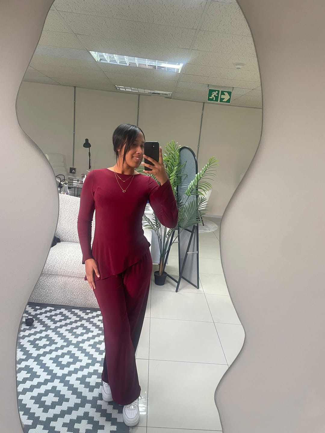 Customer photo review of Dark Maroon Straight Leg Resort Pants
