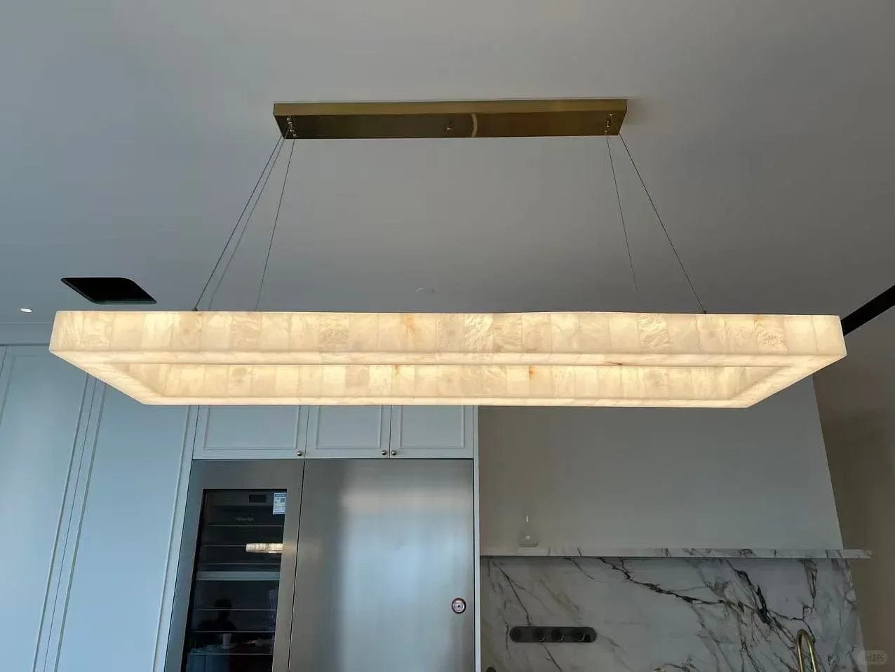 Customer photo review of Owens Alabaster Linear Chandelier 39"