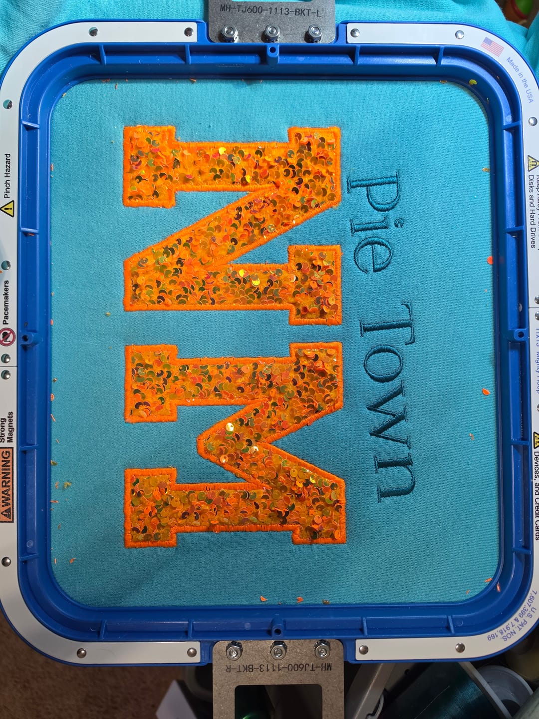 Customer photo review of Orange Sequin on Velvet