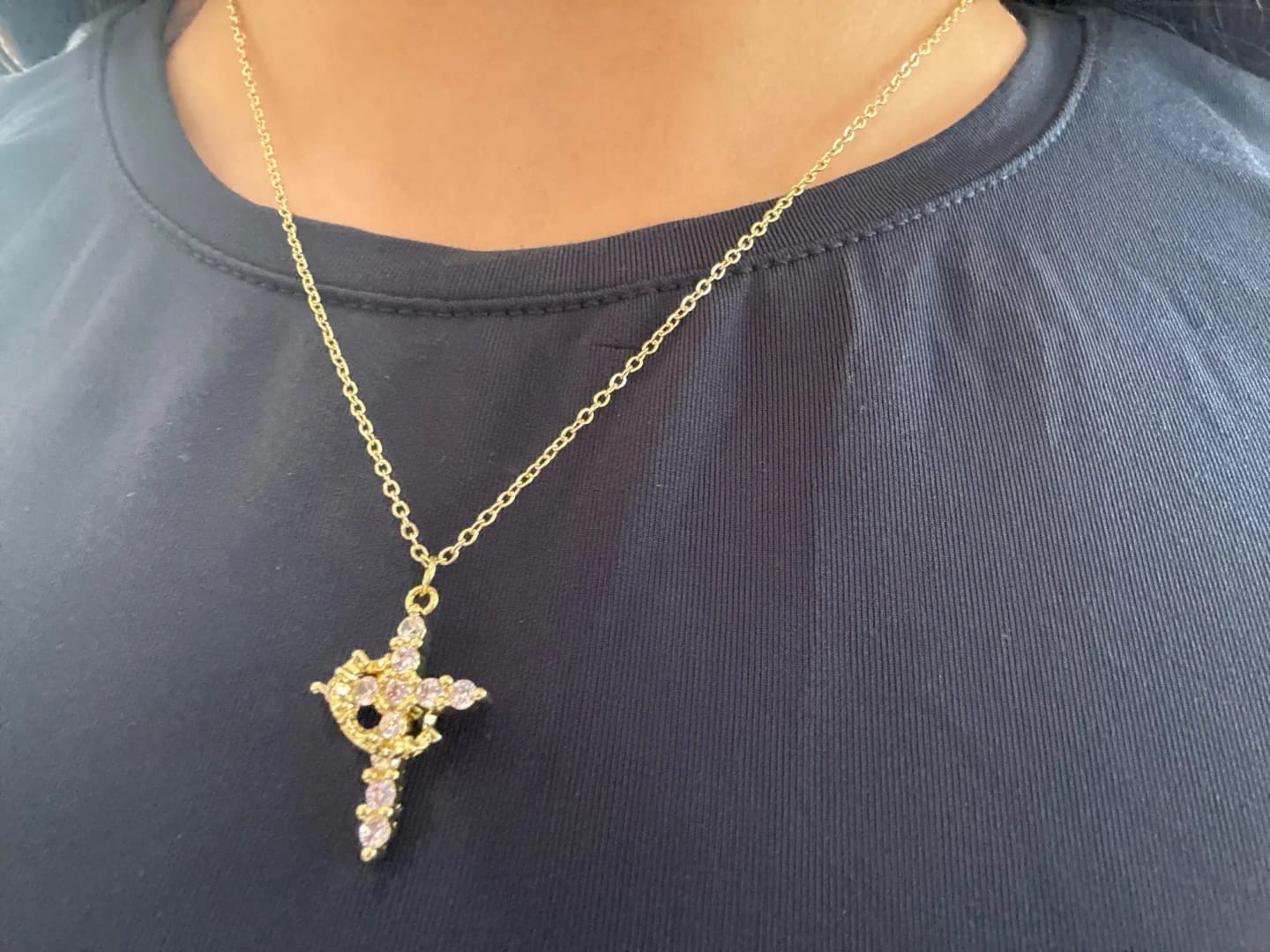 Customer photo review of Cross & Crown Necklace