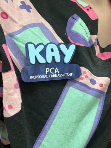 Customer photo review of Pearlescent Swirl Name Badges