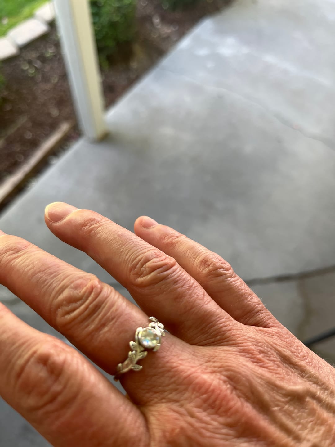 Customer photo review of Leaf Opal Cremation Ring