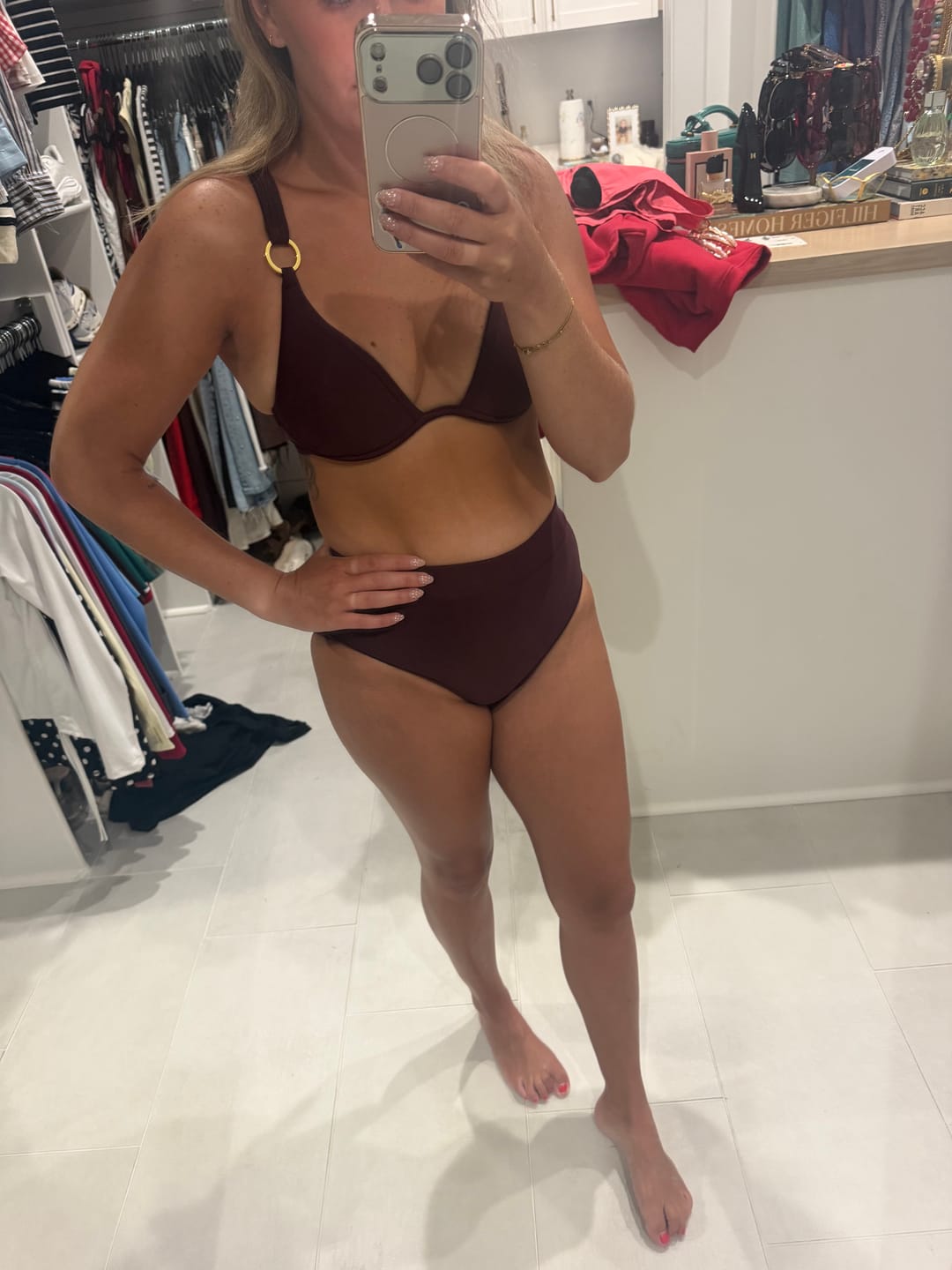 Customer photo review of MOLLY Maroon Full Coverage High Rise Bikini Bottom
