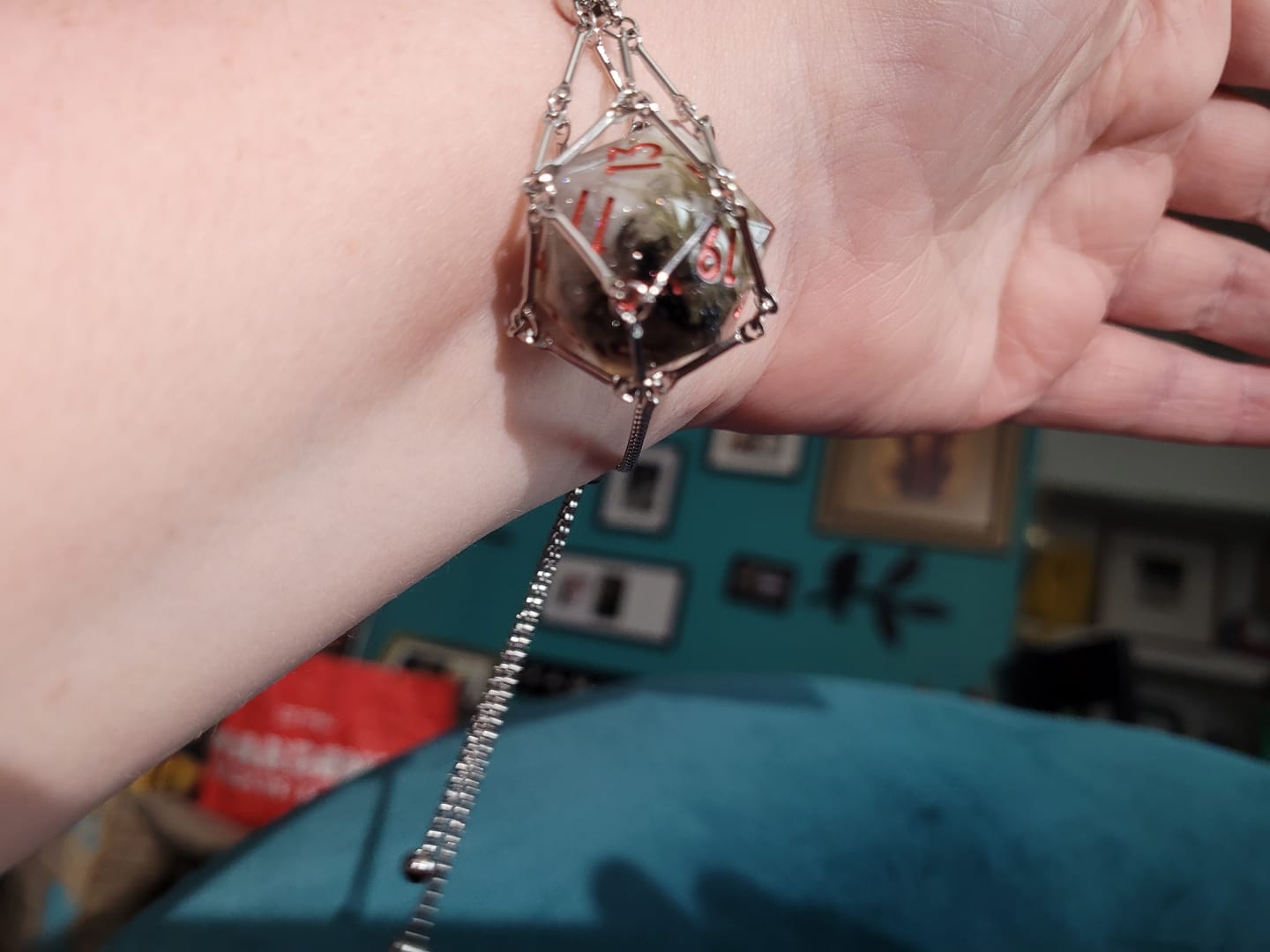 Customer photo review of Interchangeable D20 Dice Holder Necklace/Bracelet