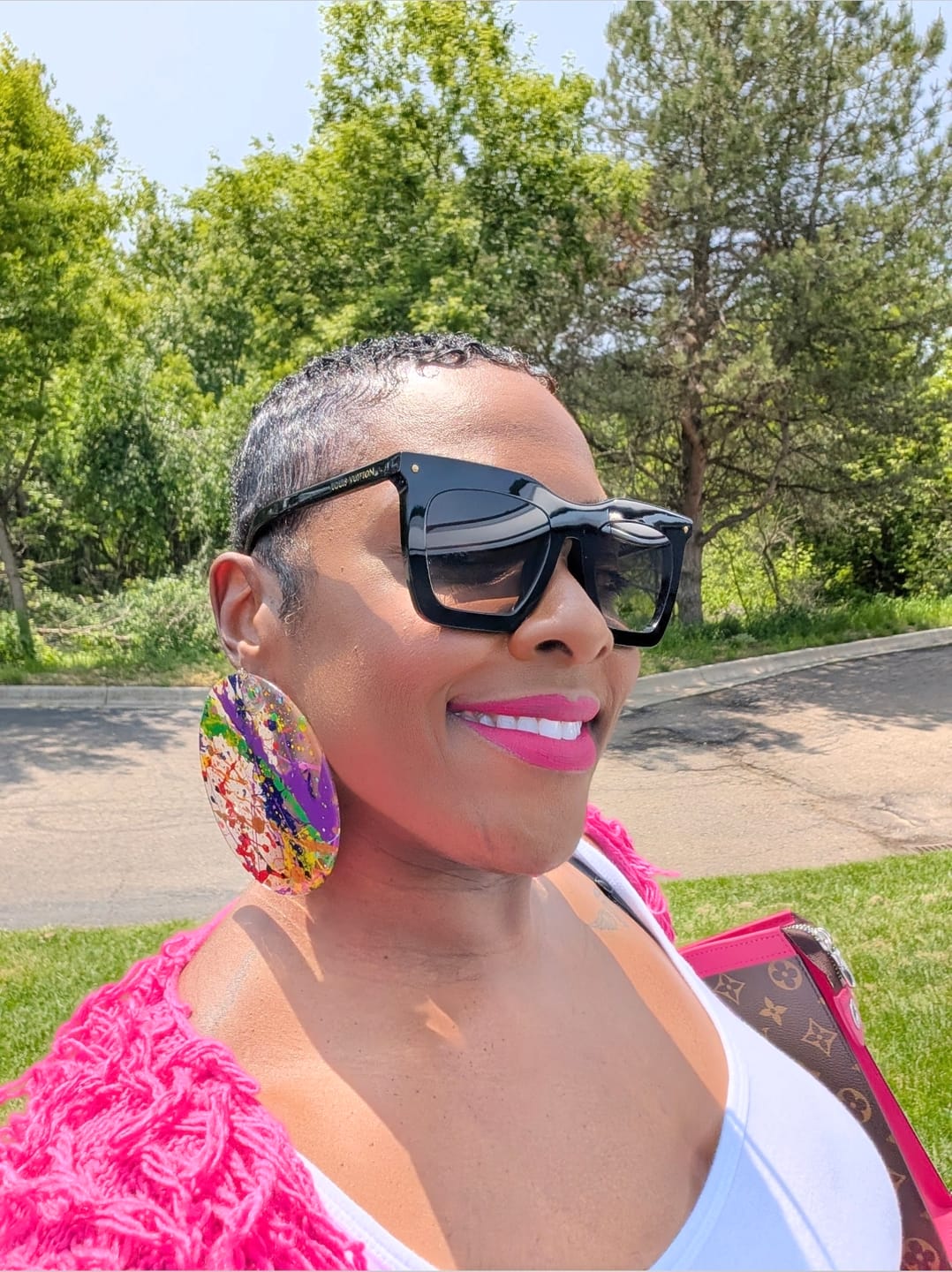 Customer photo review of Color Splash Acrylic Abstract Studs