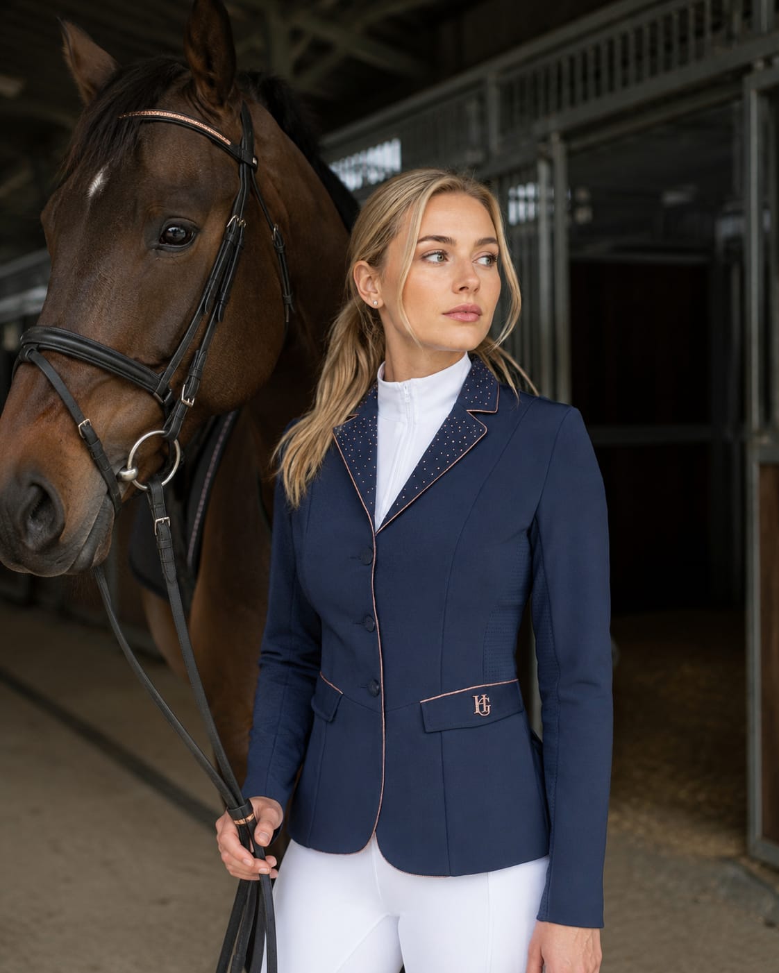 Customer photo review of PARIS - COMPETITION SHOW JACKET | NAVY ROSE GOLD
