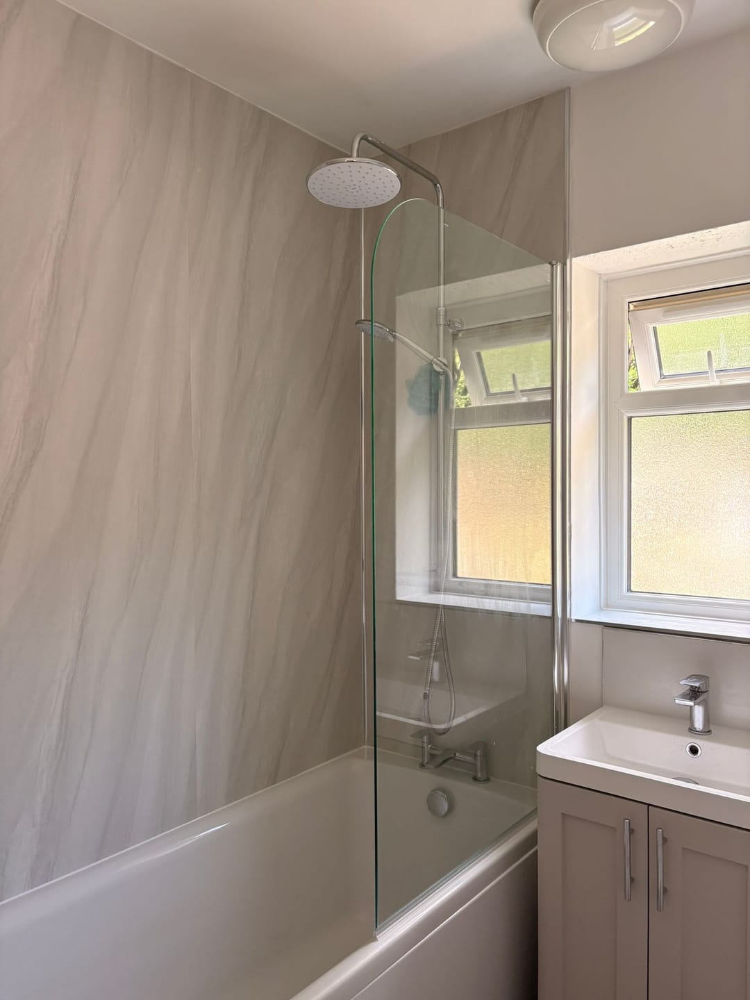 Customer photo review of 10mm Ocean Grey Ultra Matt Shower Panel 1M x 2.4M