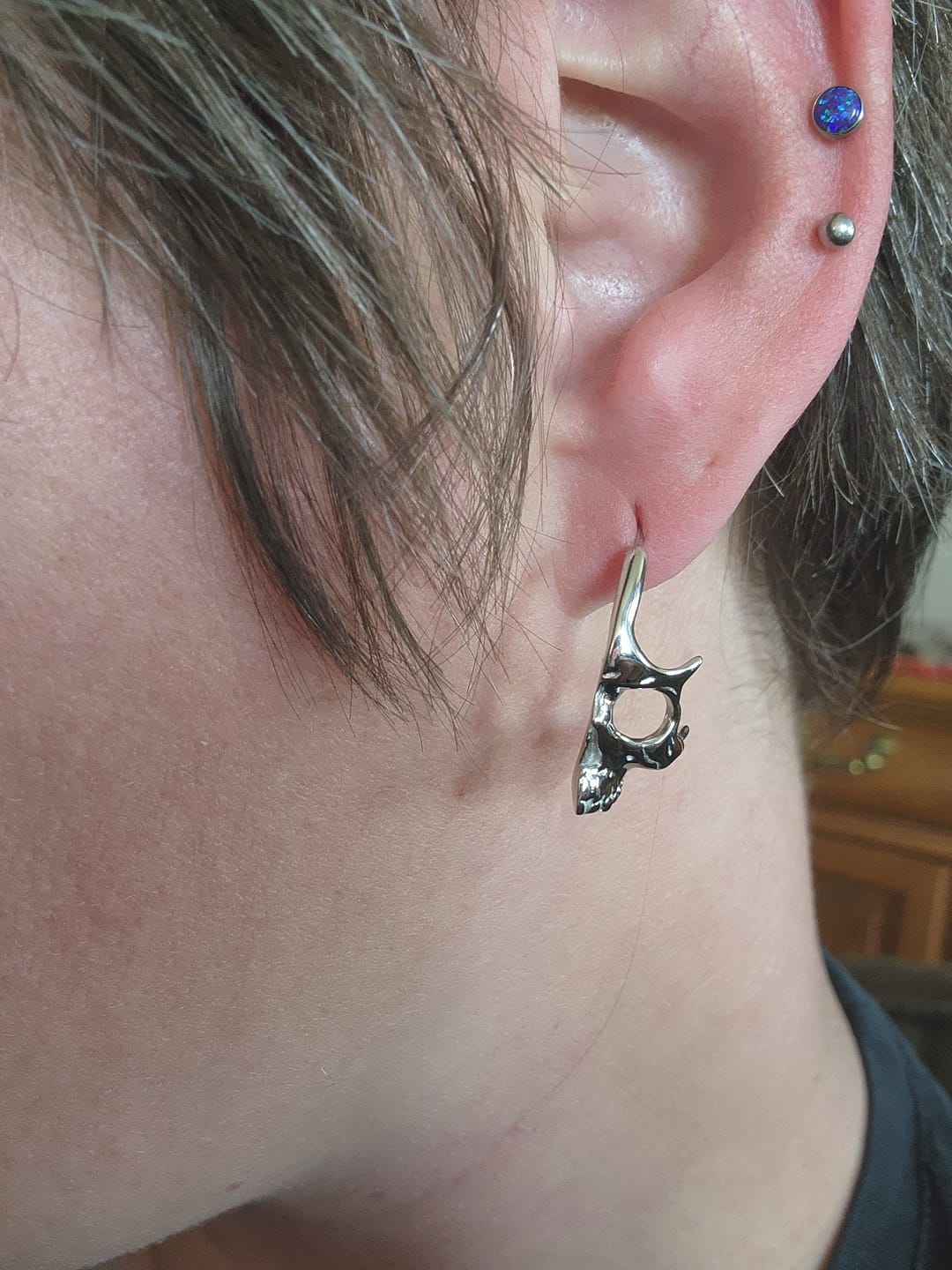 Customer photo review of SKULL HOOP EARRINGS