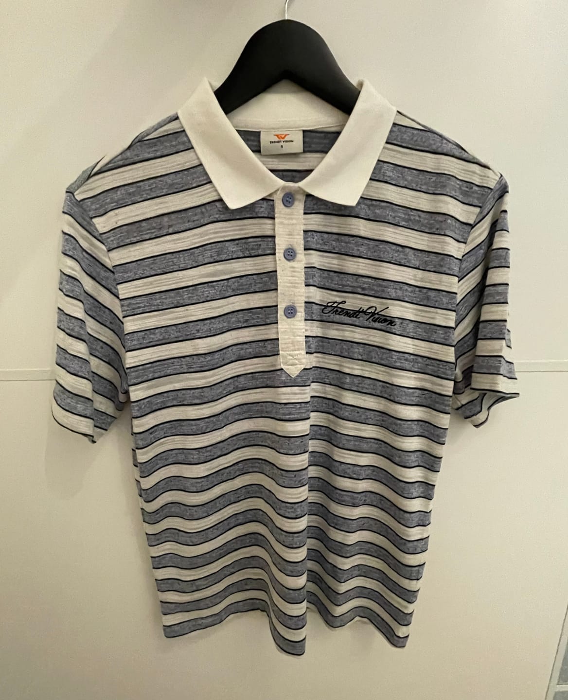 Customer photo review of Striped Polo Shirt Light Blue