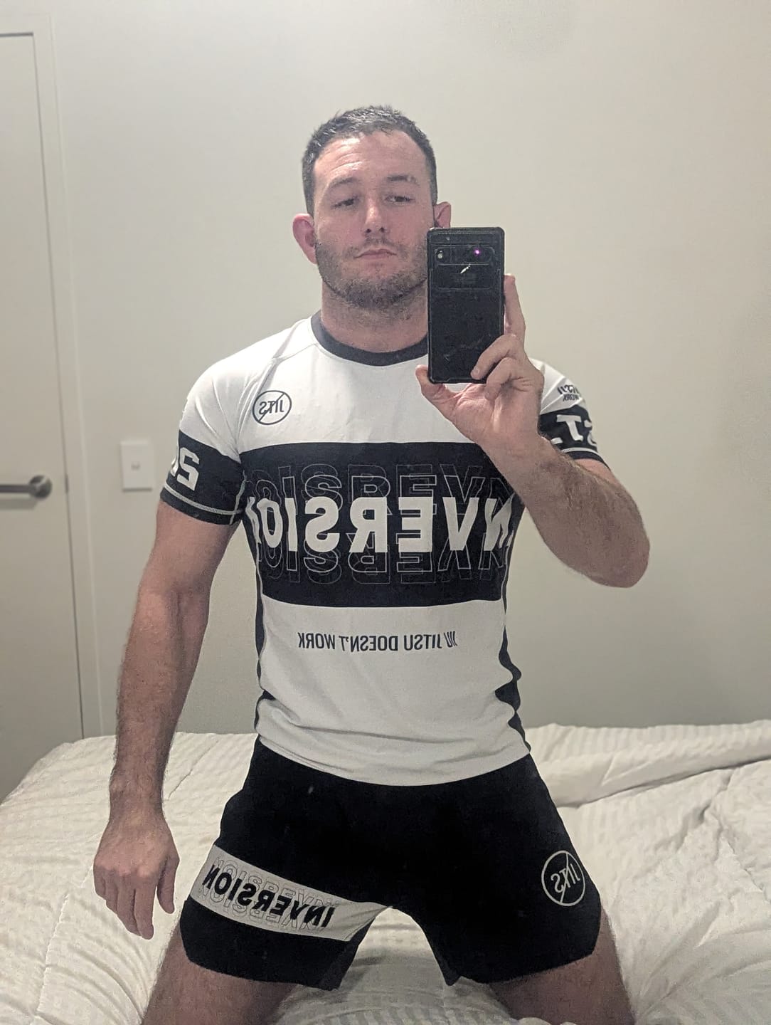 Customer photo review of JJDW V2 BJJ Rash Guard - WHITE