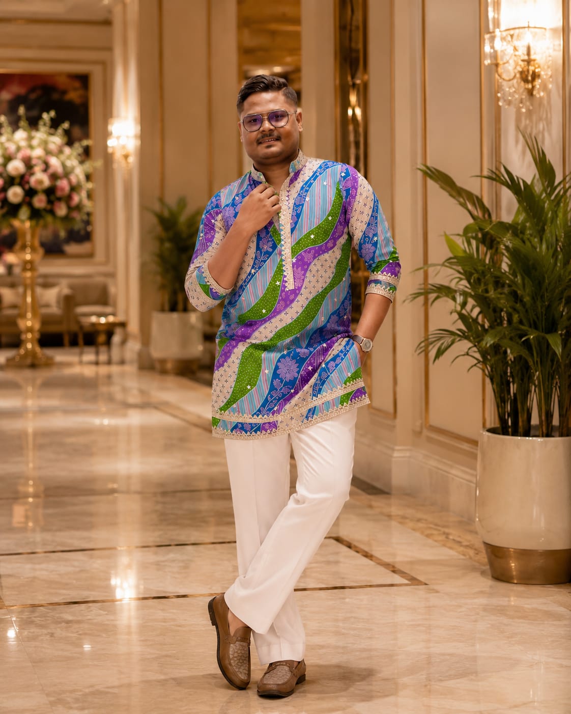 Customer photo review of Multi Colored Badhani Embroidered Work Printed Kurta and Pajama