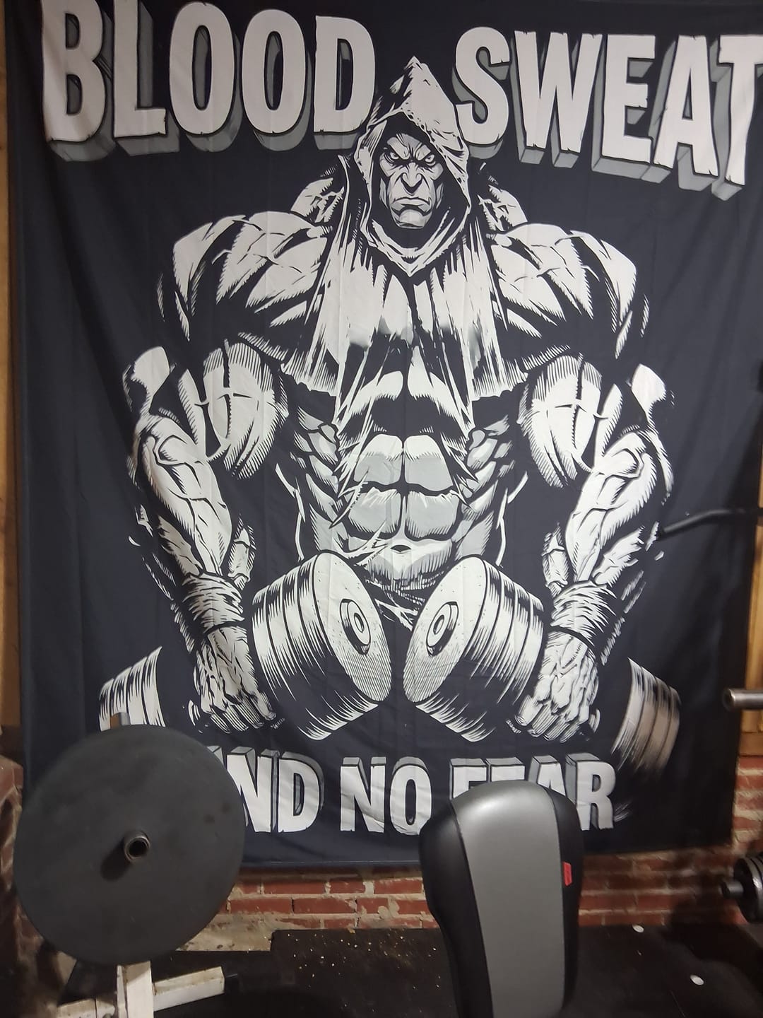 Customer photo review of Fearless Strength Gym Banner for Home Gym Decoration 11499