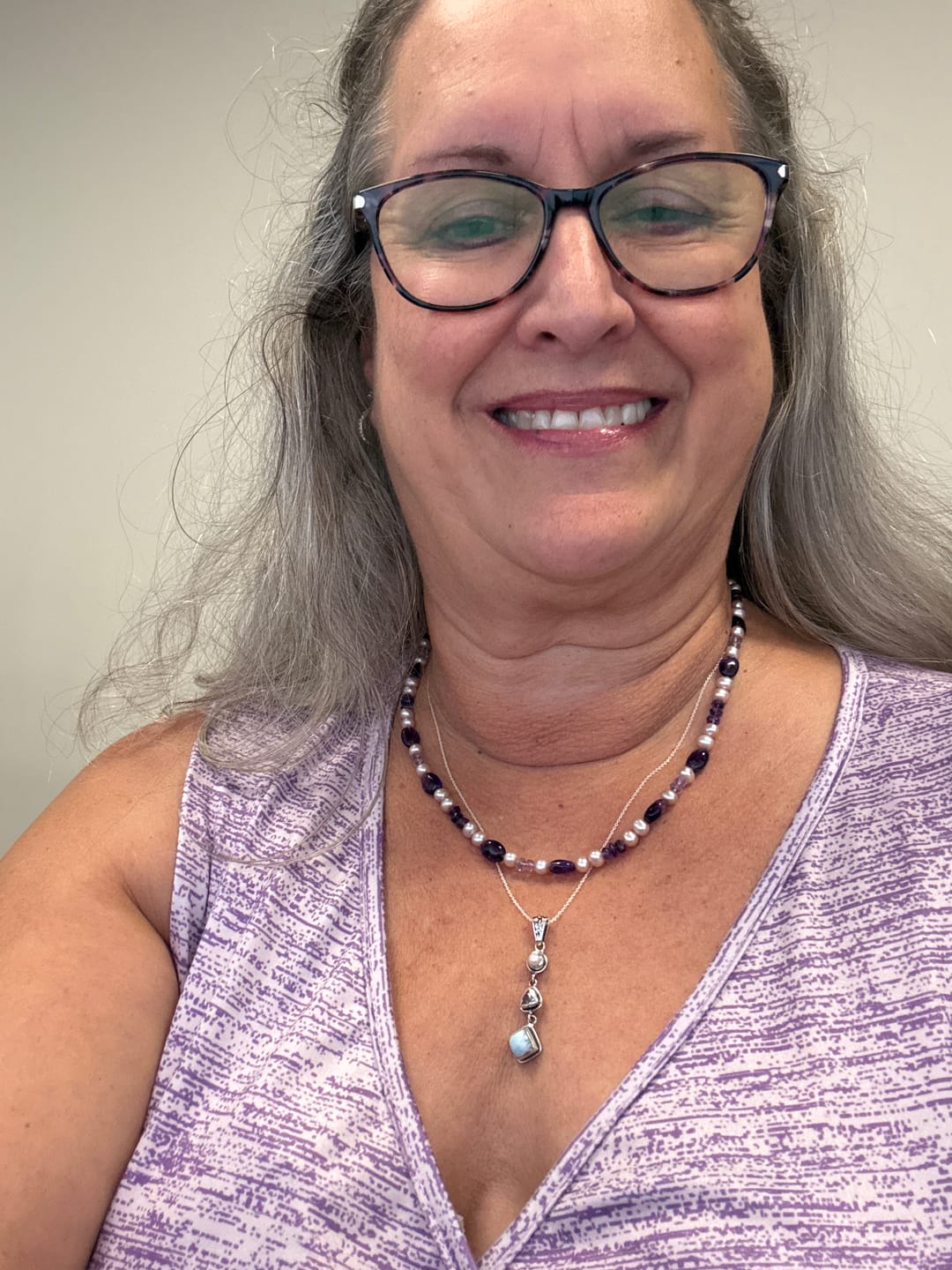 Customer photo review of Silver Larimar Necklace
