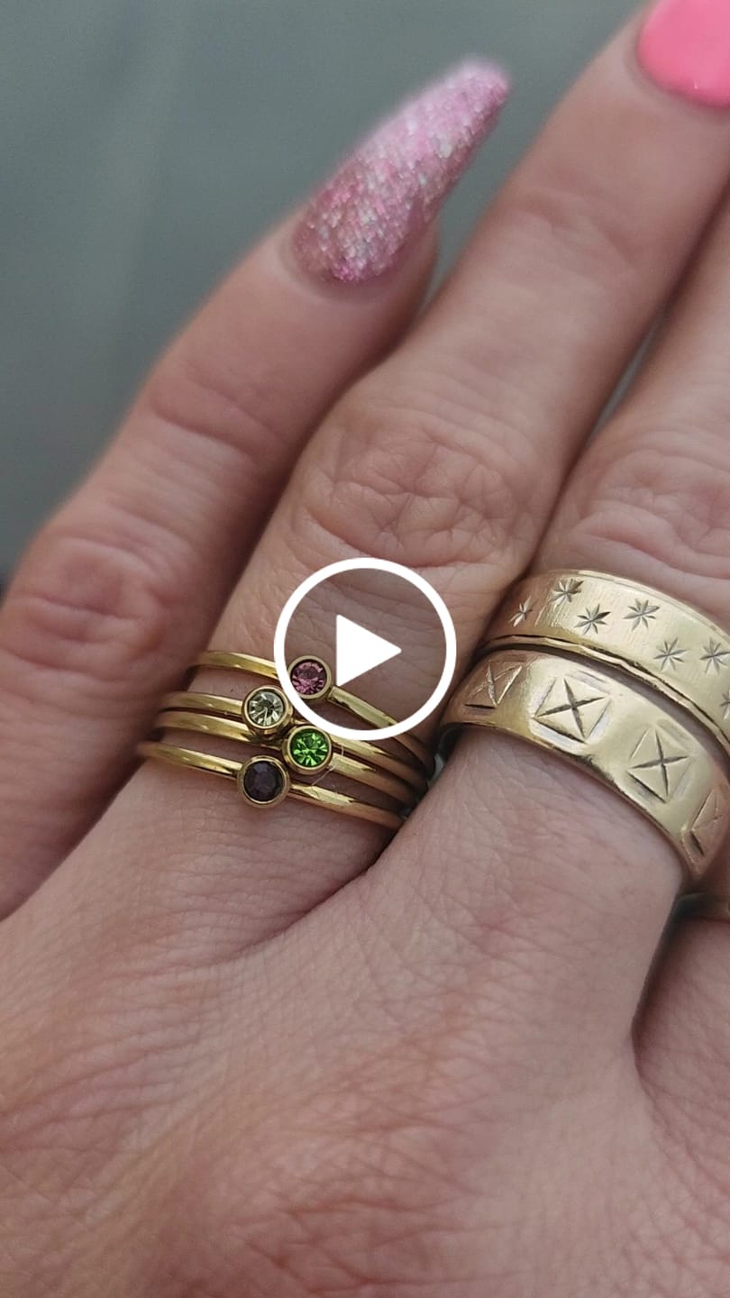 Customer video review of Dainty Birthstone Gold Stacker Ring