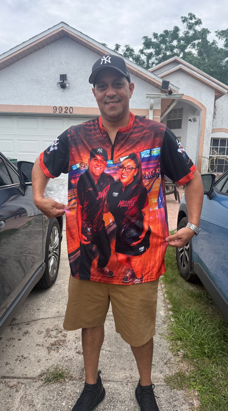 Customer photo review of Maxcorners Bowling Personalized Name, Team Name 3D Shirt For Virginia Velez