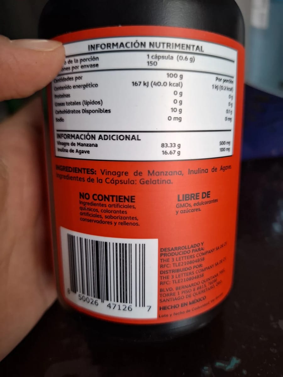 Customer photo review of Vinagre de Manzana + Inulina de Agave 150 caps