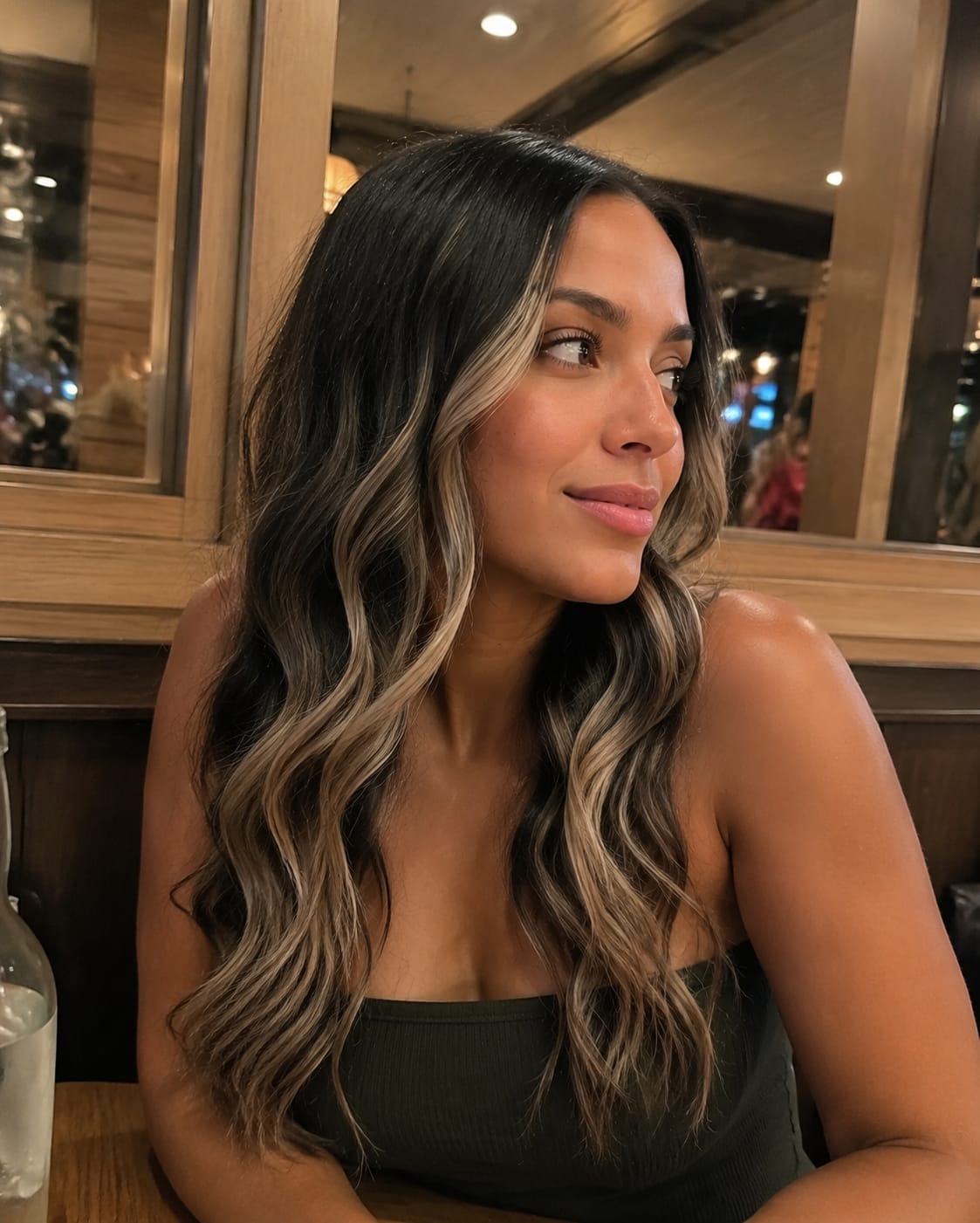 Customer photo review of Virgin Tape In Hair Extensions 100% Human Hair Balayage Highlights #1B/S/1B